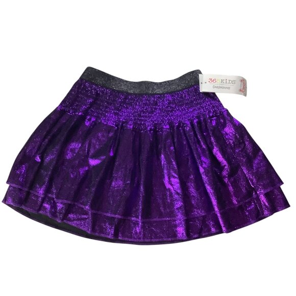 Garanimals Girls Foil Tiered Skirt Metallic Purple Size 8 Elastic Waistband - Picture 8 of 9